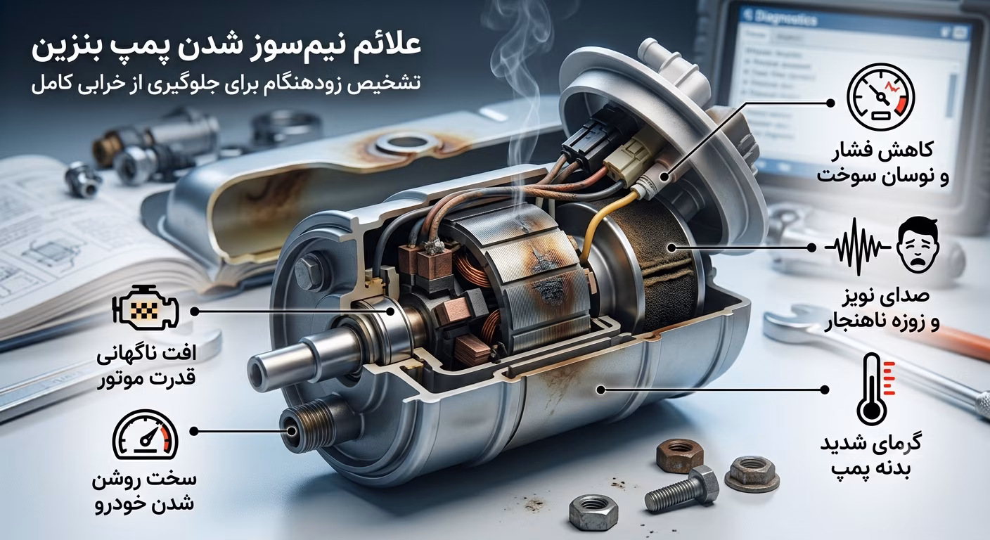 علائم نیم سوز شدن پمپ بنزین
